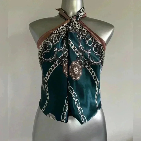 🆕Luxury  Satin Scarf Top - Picture 1 of 14